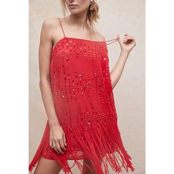 Free People Crystal Clear Mini Dress- Size Small- Red - Picture 2 of 11